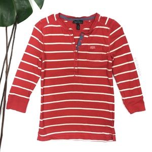 Ralph Lauren Red Stripe Henley Top